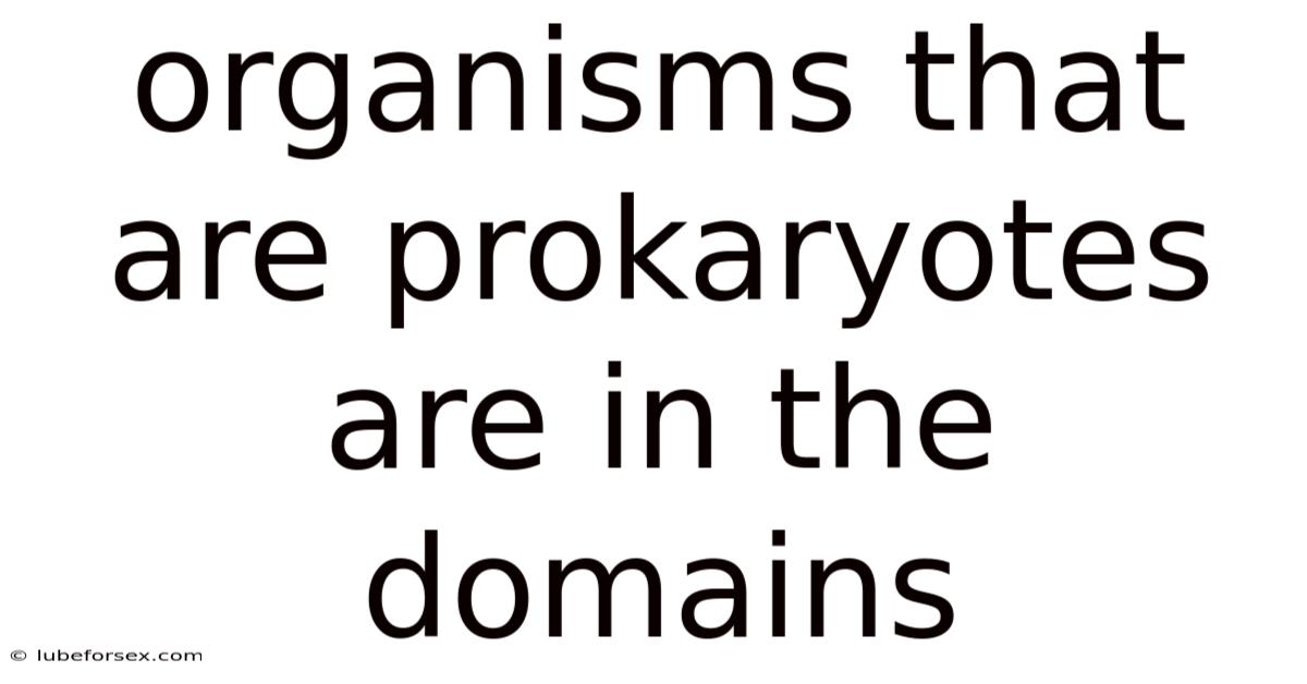 Organisms That Are Prokaryotes Are In The Domains