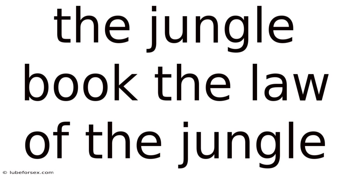 The Jungle Book The Law Of The Jungle